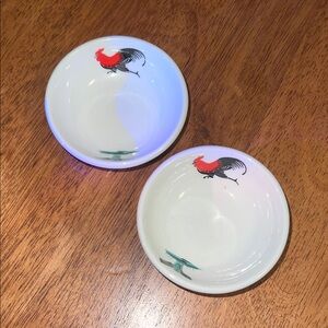 Ceramic soy sauce rooster mini bowls (ji gong wan) set of 2
